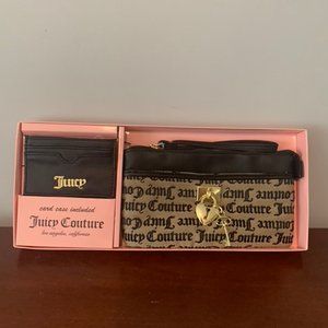 Juicy Couture Goth Jacquard Black Wristlet and Card Case Gift Set